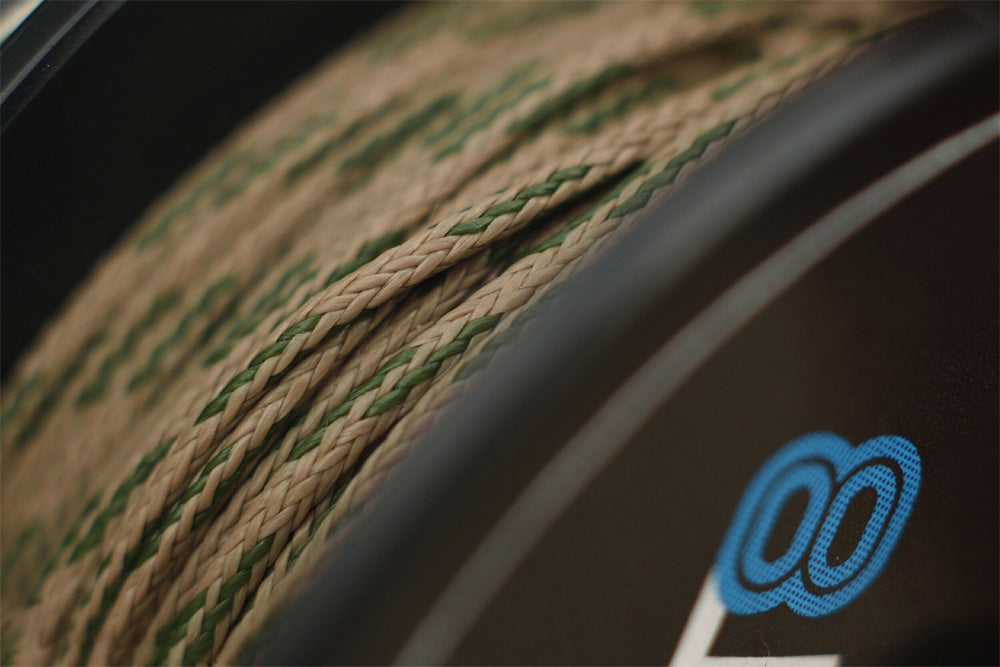 Gravel & weedy green colour Leadfree leader, Gravit8 from Angling Iron is a tough and supple material supplied on 10 metre spools and 45lb breaking strain. its a great, carp safe Choice for Helicopter lead setups and matches well with our Essentials Terminal tackle