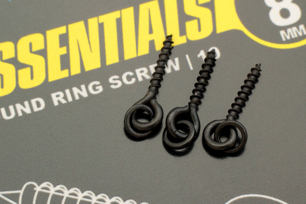 Essentials carp fishing terminal tackle. Bait screws, with round Rig Ring
