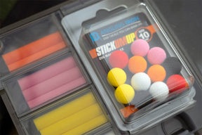 A well stocked Zig box, full of varying colour EVA foam sticks with and a selection of Zig balls.