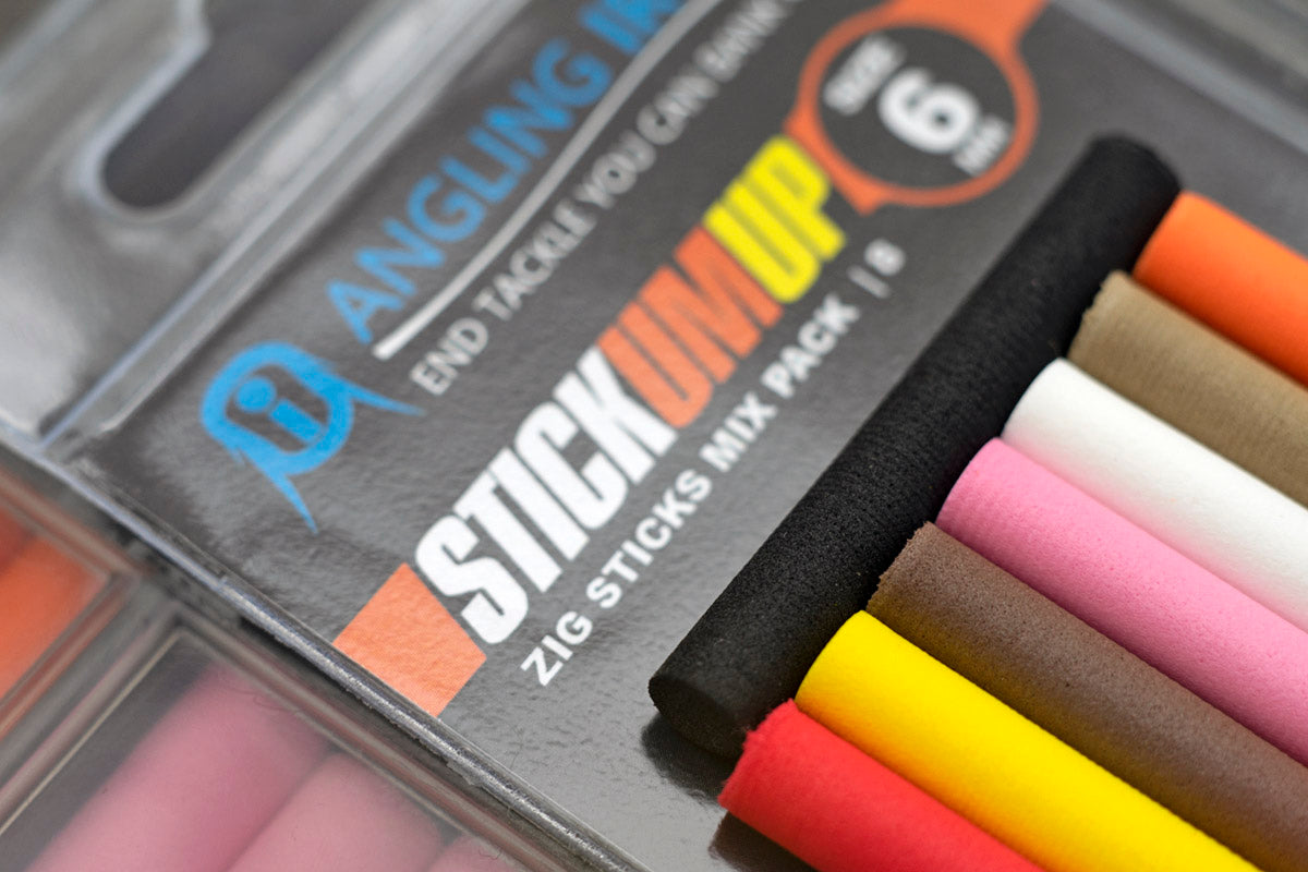 A packet of Angling Iron Stickumup Mixed 6mm Zig foam sticks, one stick of each colour included so you can create your own Zig Rig combinations.