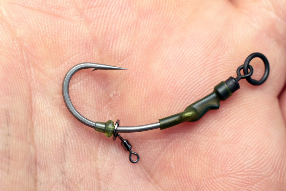 Ronnie rig constructed with our British made Trans green Shrink tubing - 2.4mm - Carp tackle from Angling Iron