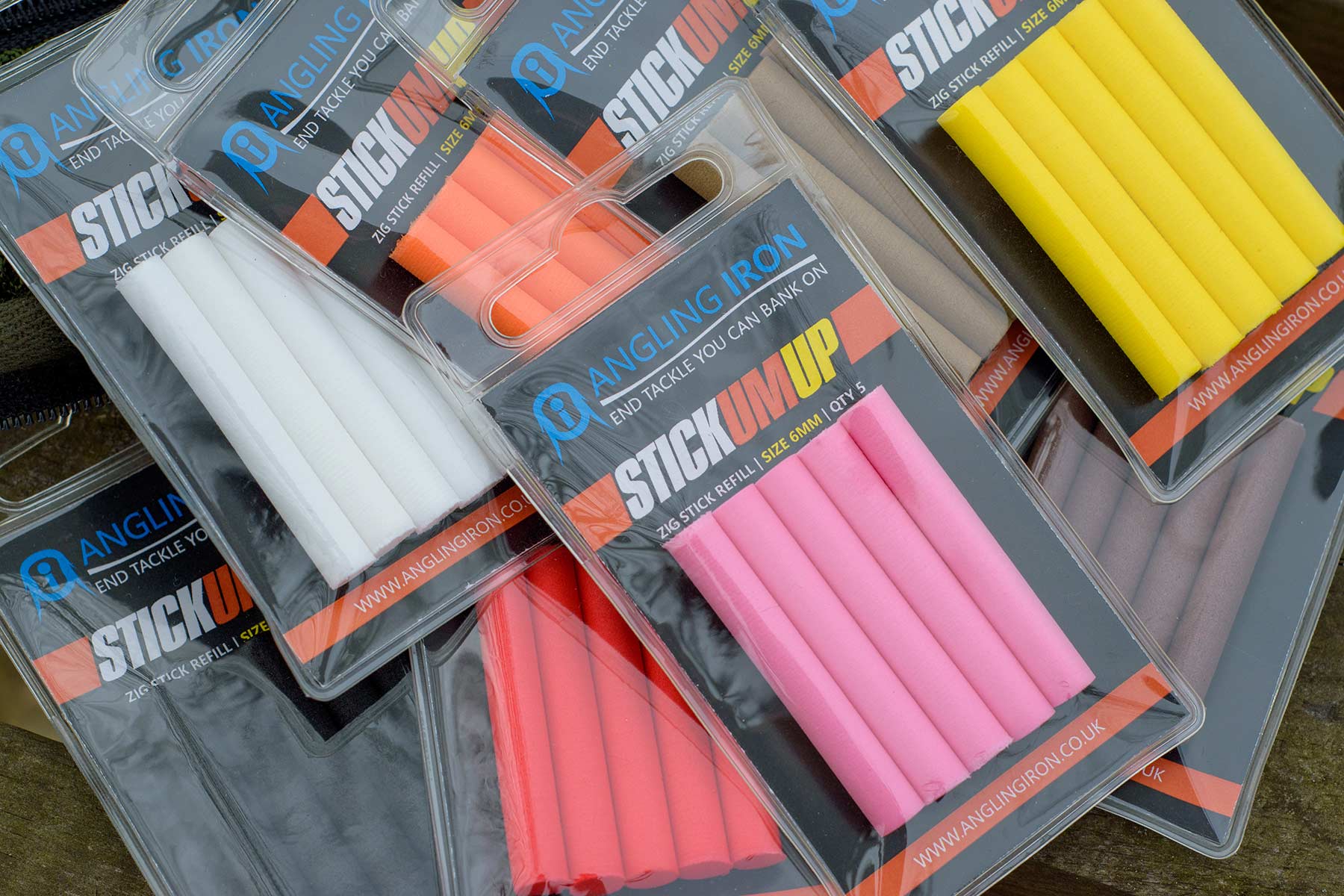 A PACK OF STICKUMUP 6MM ZIG FOAM IN ALL EIGHT COLOURS, YELLOW, RED, ORANGE, PINK, WHITE, TAN, BROWN AND BLACK.